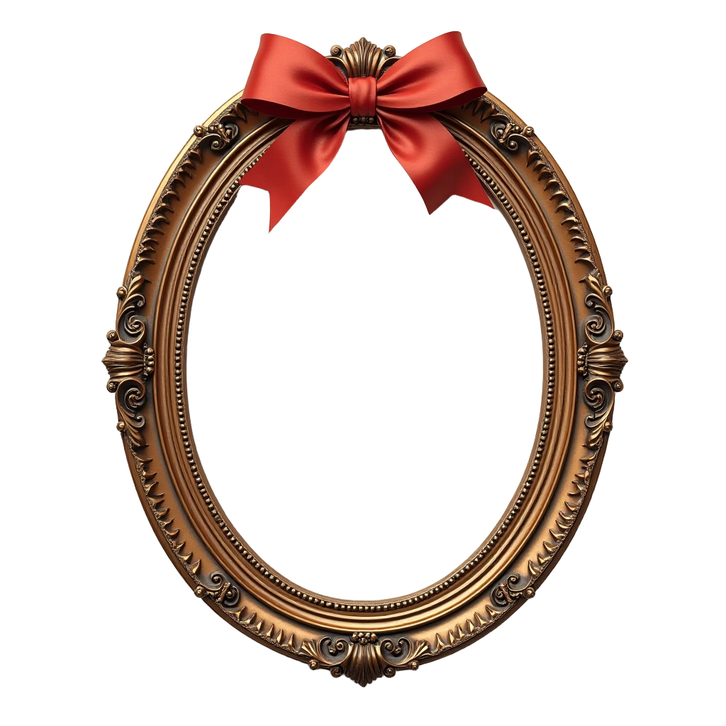 Elegant Oval Frame with Red Bow